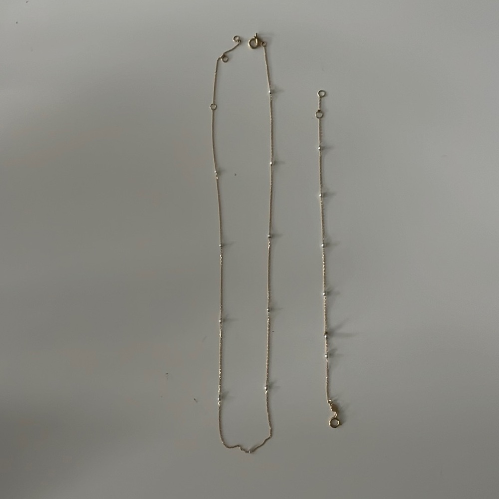 Gorjana Pearl Newport Nexklace AND Bracelet Set